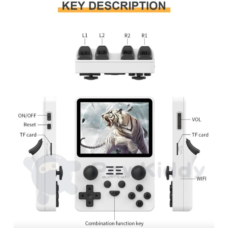 POWKIDDY RGB20S Retro-Gaming Handheld-Konsole RK3326 mit 3,5-Zoll-4:3-IPS-Bildschirm für nostalgisches Gaming