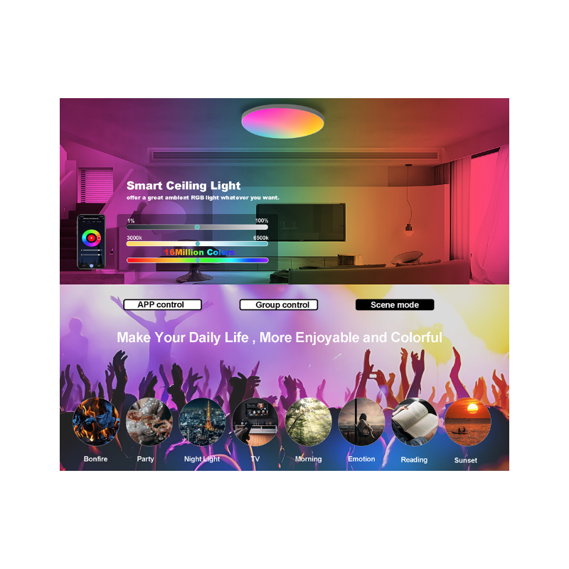 24W Tuya Zigbee Smart Deckenlampe Wohnzimmer Alexa Steuerung Moderne Beleuchtung für Ihr Smart Home