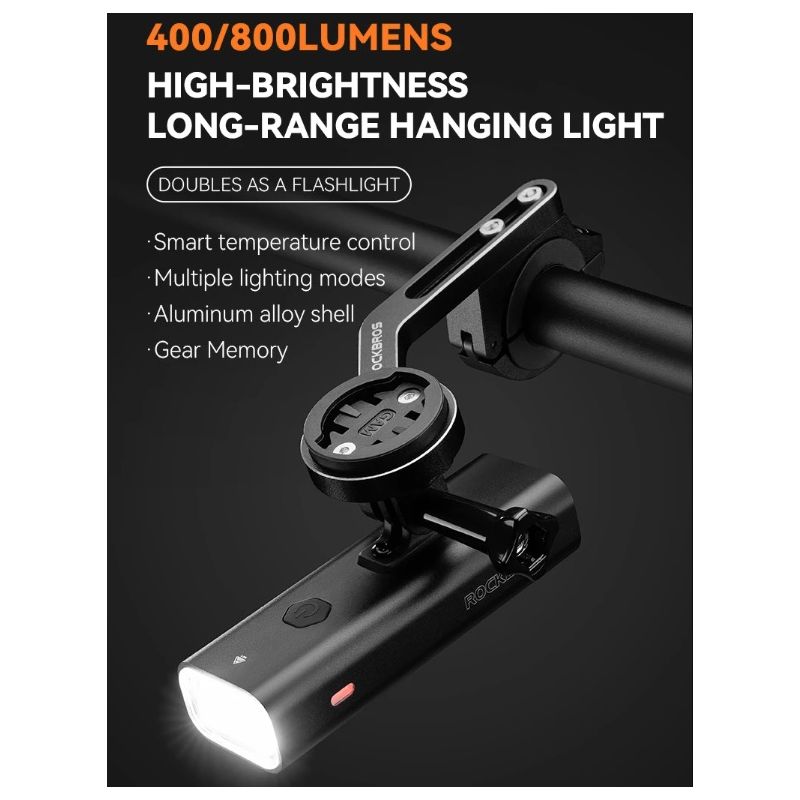 ROCKBROS RHL-1000LUMEN Fahrrad-Frontlicht 1000 Lumen Aluminiumlegierung regendicht Typ-C wiederaufladbar