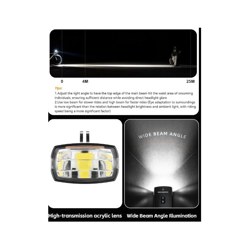 ROCKBROS RHL3000 Fahrradlicht 3000 Lumen wasserdicht MTB Rennrad Fahrradzubehör wiederaufladbar Aluminium