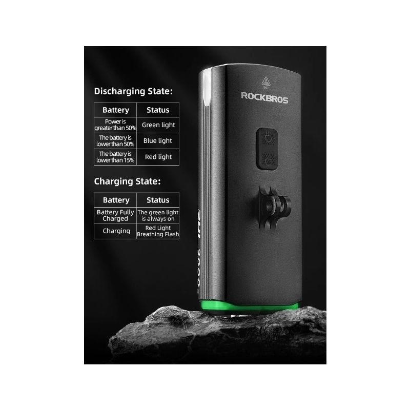 ROCKBROS RHL3000 Fahrradlicht 3000 Lumen wasserdicht MTB Rennrad Fahrradzubehör wiederaufladbar Aluminium