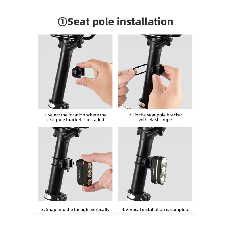 ROCKBROS Smart Fahrrad Rücklicht IP64, Bremslicht, Type-C. Sichtbarkeit & Sicherheit beim Radfahren!