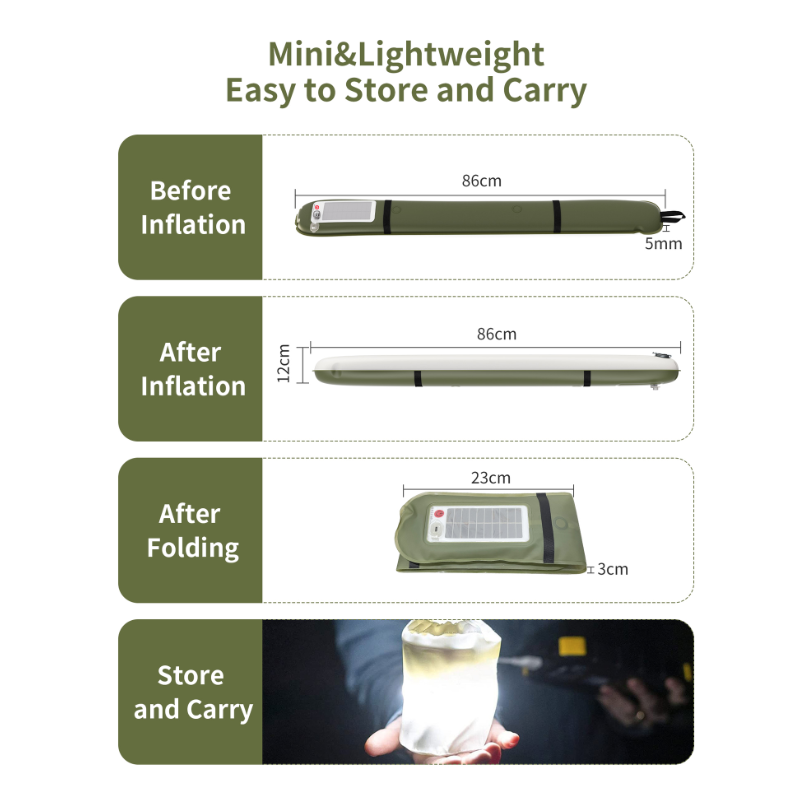 ZTARX Aufblasbare Solar Camping Laterne - IP66 wasserdicht, faltbar, magnetisch, tragbar, Powerbank