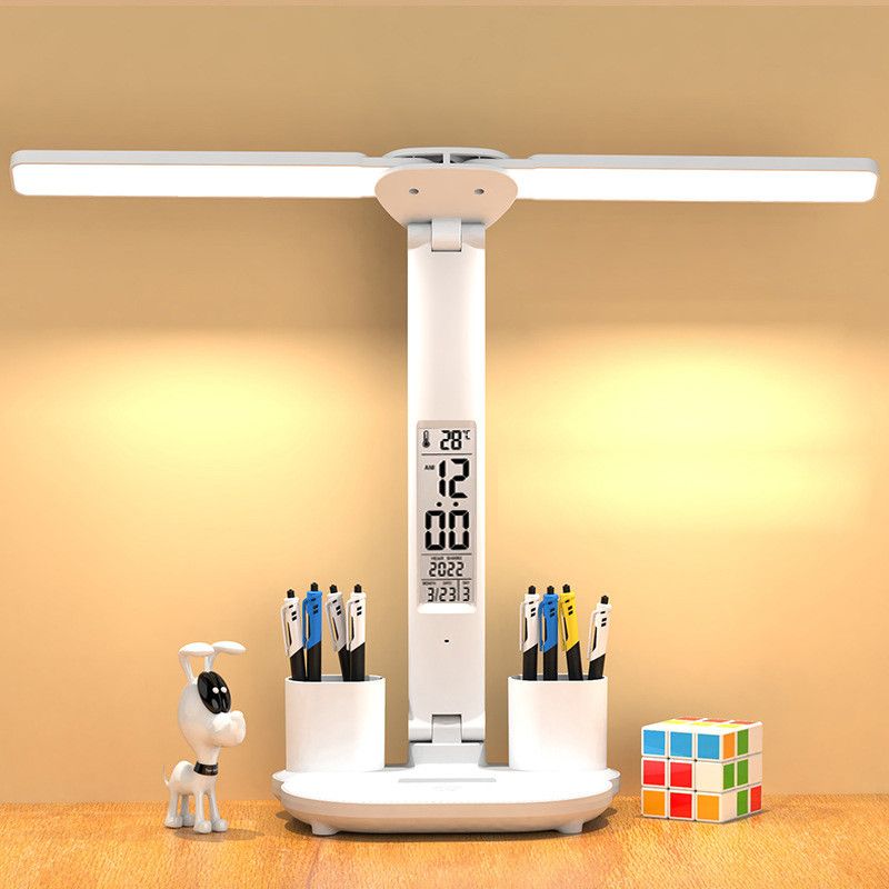 LED-Schreibtischlampe mit USB-Touch-Nachtlicht Stifthalter Multifunktions-Tischlampe für Augenschutz und mehr