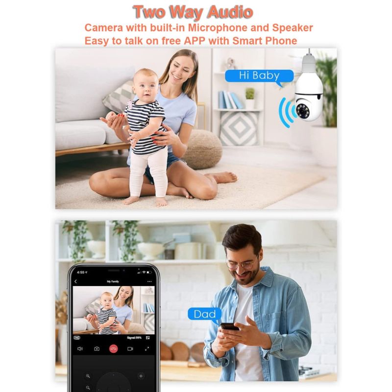 Erleben Sie 5G Wifi E27 Glühbirne Überwachungskamera mit Nachtsicht und Zwei-Wege-Audio für smarte Sicherheit