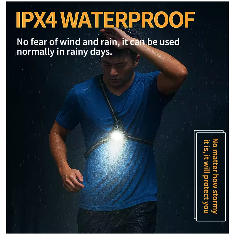 Lauflicht LED-Brustlicht mit Rückenwarnlicht, 90° verstellbar, wasserdicht & ultraleuchtend für Nachtlauf!