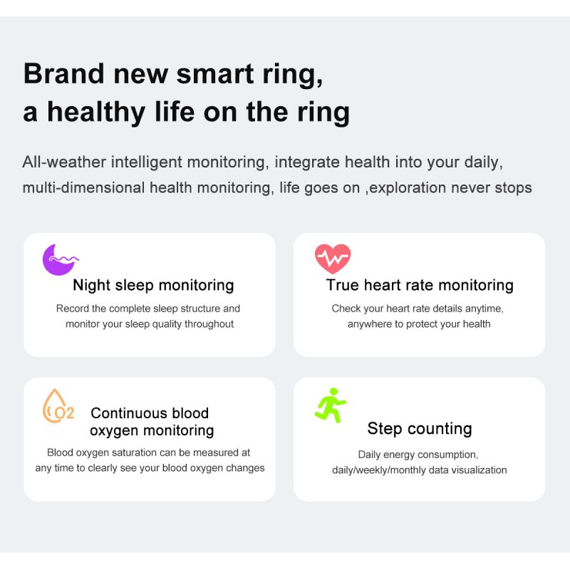 Multifunktionaler Smart Ring für Gesundheitsüberwachung mit Herzfrequenz und Schlafanalyse modisches Accessoire
