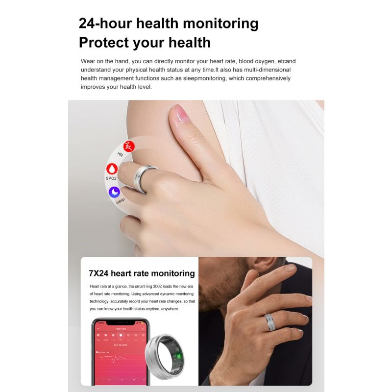 Multifunktionaler Smart Ring für Gesundheitsüberwachung mit Herzfrequenz und Schlafanalyse modisches Accessoire