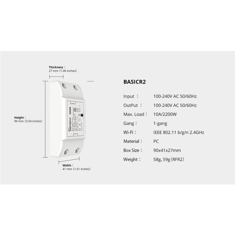 SONOFF Basic R2 WLAN-Schaltermodul Universal-WLAN-Unterbrecher mit Alexa Timer DIY Smart Home Fernsteuerung