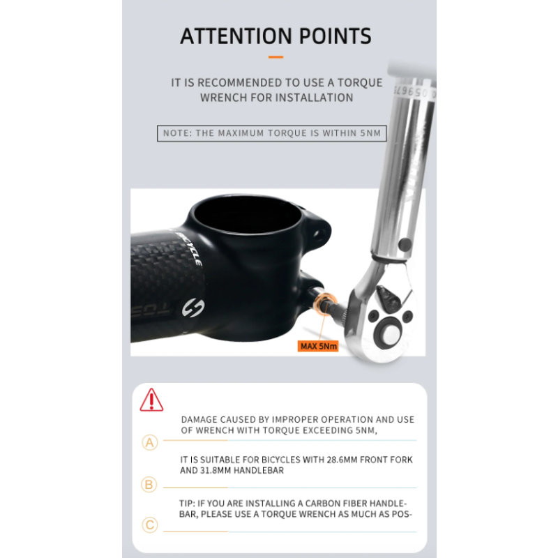 TOSEEK Fahrrad Lenker Vorbau 28.6mm 31.8mm Aluminium Carbon einstellbarer Winkel leicht langlebig MTB Zubehör