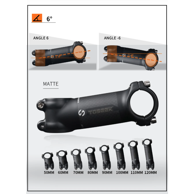 TOSEEK Fahrrad Lenker Vorbau 28.6mm 31.8mm Aluminium Carbon einstellbarer Winkel leicht langlebig MTB Zubehör