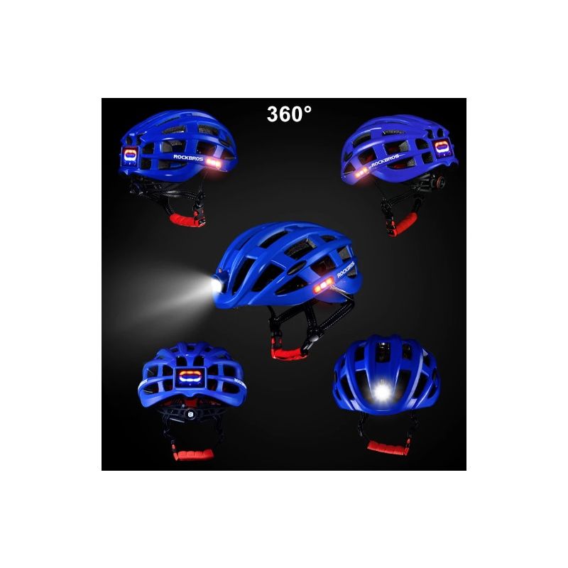 ROCKBROS ultraleichter Fahrradhelm mit integrierter Sicherheitsbeleuchtung USB-Ladung ideal für MTB Helm