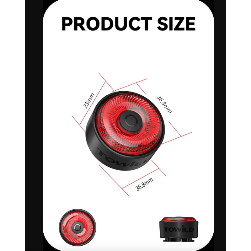 Entdecken Sie das TOWILD TL03 LED Fahrradrücklicht Fahrradzubehör mit Bremsensensor fünf Blitzmodi und Verkehrssicherheit