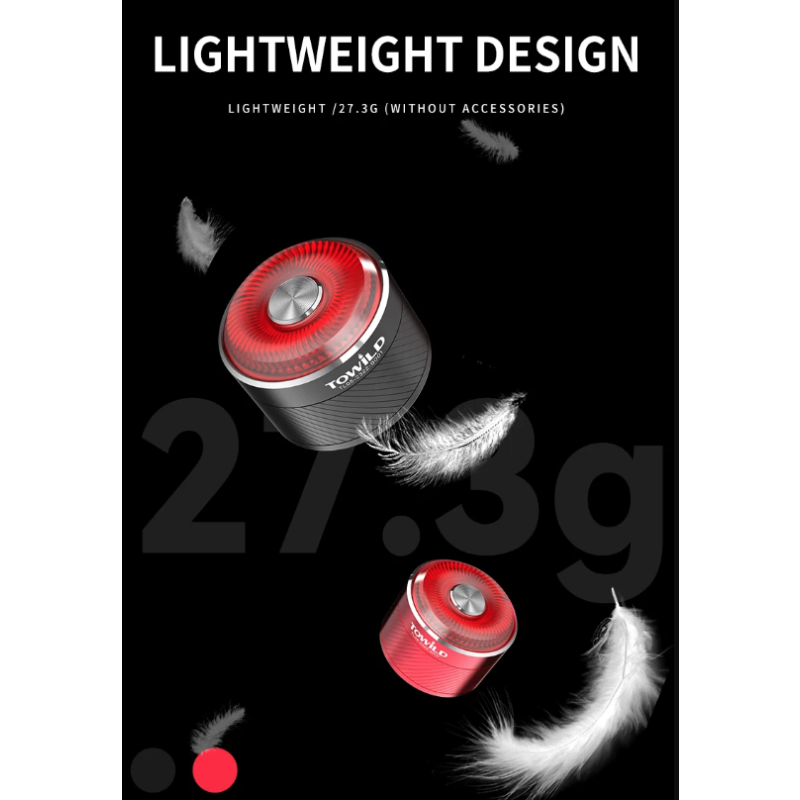 TOWILD TL05 LED-Fahrradlicht mit smartem Bremssensor Wasserdichtes Rücklicht USB-ladbar 100h Akkulaufzeit