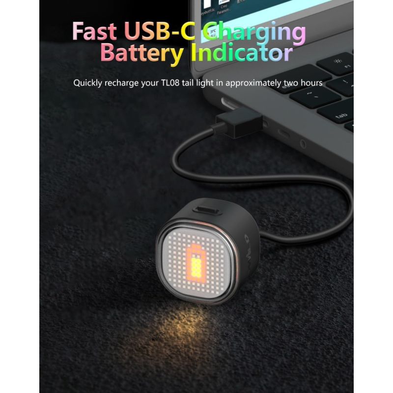 TOWILD TL08 Fahrrad Rücklicht anpassbare Muster | Bremslicht USB-C IPX6 | Heckleuchte für Sicherheit & Sichtbarkeit