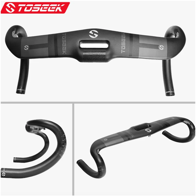 TOSEEK Vollcarbon-Lenker 400mm 420mm 440mm leichter Carbon-Lenker mit interner Kabelführung Fahrradzubehör