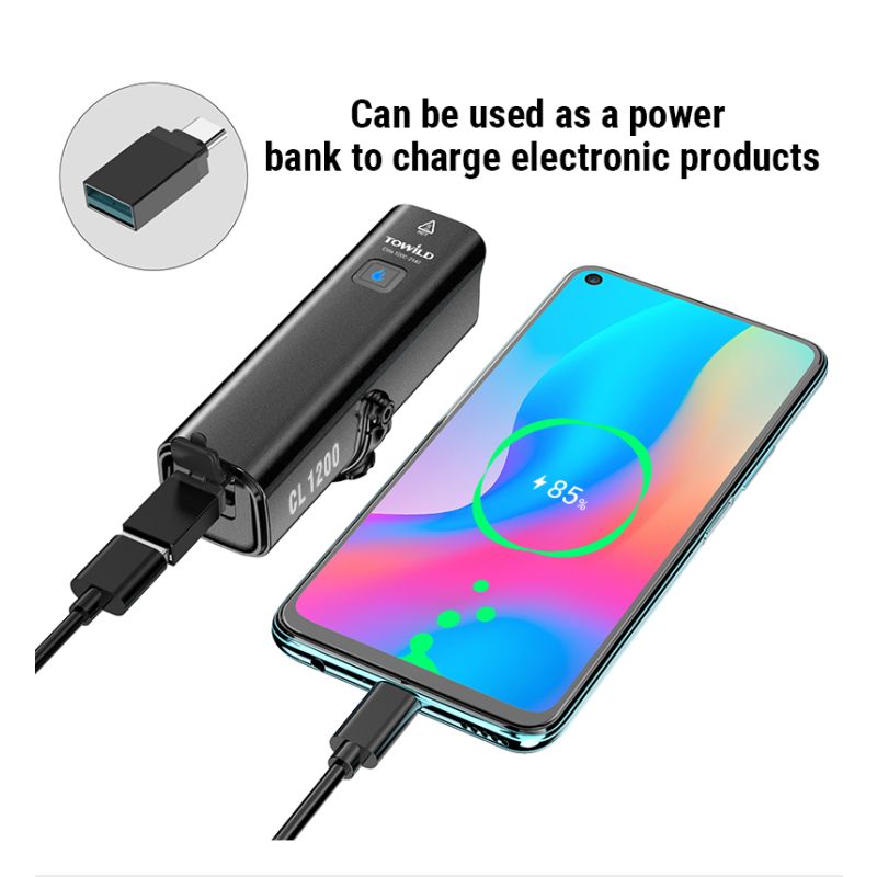 TOWILD CL1200 Fahrradlicht LED Frontlampe 1200 Lumen USB wiederaufladbar wasserdicht Fahrradzubehör