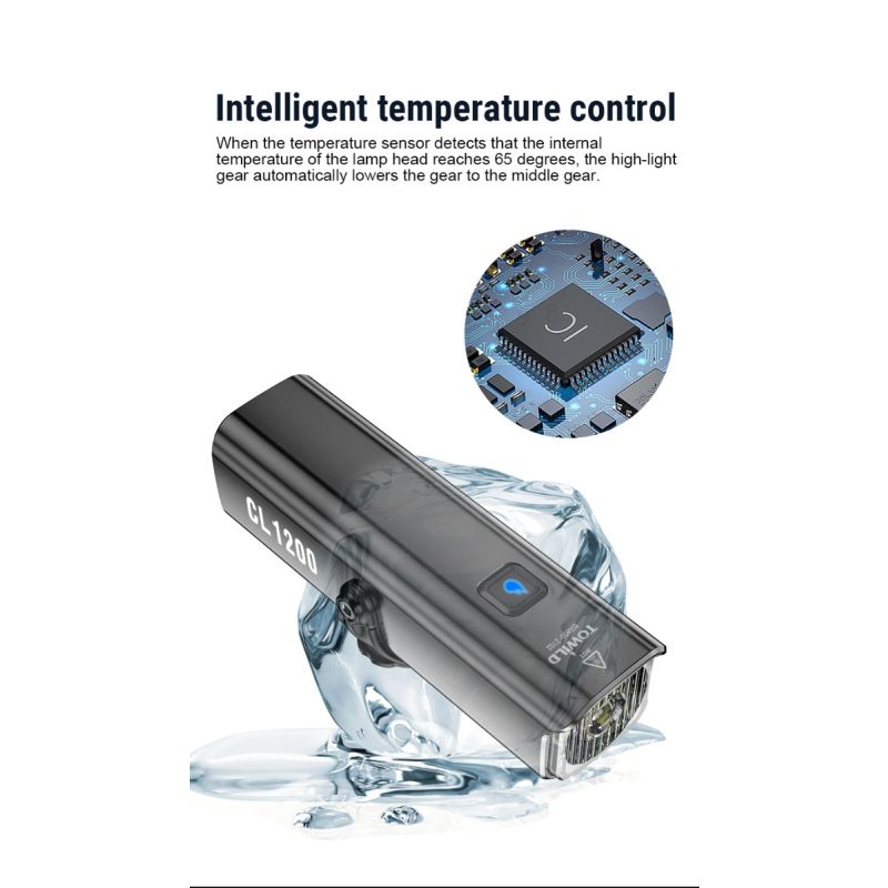 TOWILD CL1200 Fahrradlicht LED Frontlampe 1200 Lumen USB wiederaufladbar wasserdicht Fahrradzubehör