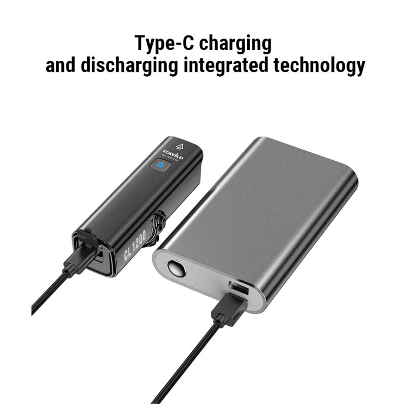 TOWILD CL1200 Fahrradlicht LED Frontlampe 1200 Lumen USB wiederaufladbar wasserdicht Fahrradzubehör