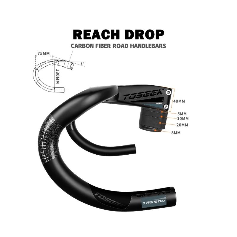 TOSEEK TR5500 Rennradlenker Vollcarbon ultraleicht matt schwarz präzise Steuerung Premium Fahrradzubehör