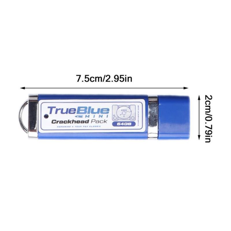 True Blue Mini Crackhead Pack 32G/64G für PS ONE MINI Retro-Gaming mit einfacher Installation und USB-Anschluss