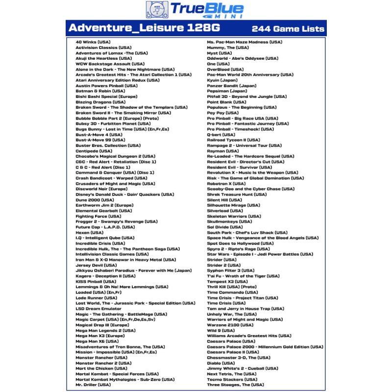 True Blue Mini Crackhead Pack 32G/64G für PS ONE MINI Retro-Gaming mit einfacher Installation und USB-Anschluss