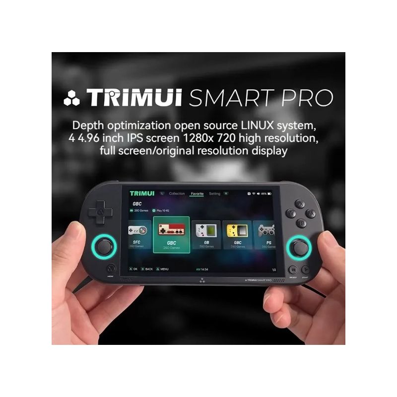 Trimui Smart Pro Vintage Handheld-Spielkonsole 4,96-Zoll-HD-IPS-Bildschirm Retro-Gaming Kompaktes Design