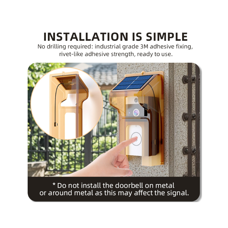 U9 Funk-Video-Türklingel mit Solarenergie WLAN | HD Video Gegensprechanlage & Überwachungskamera für Smart Home Sicherheit