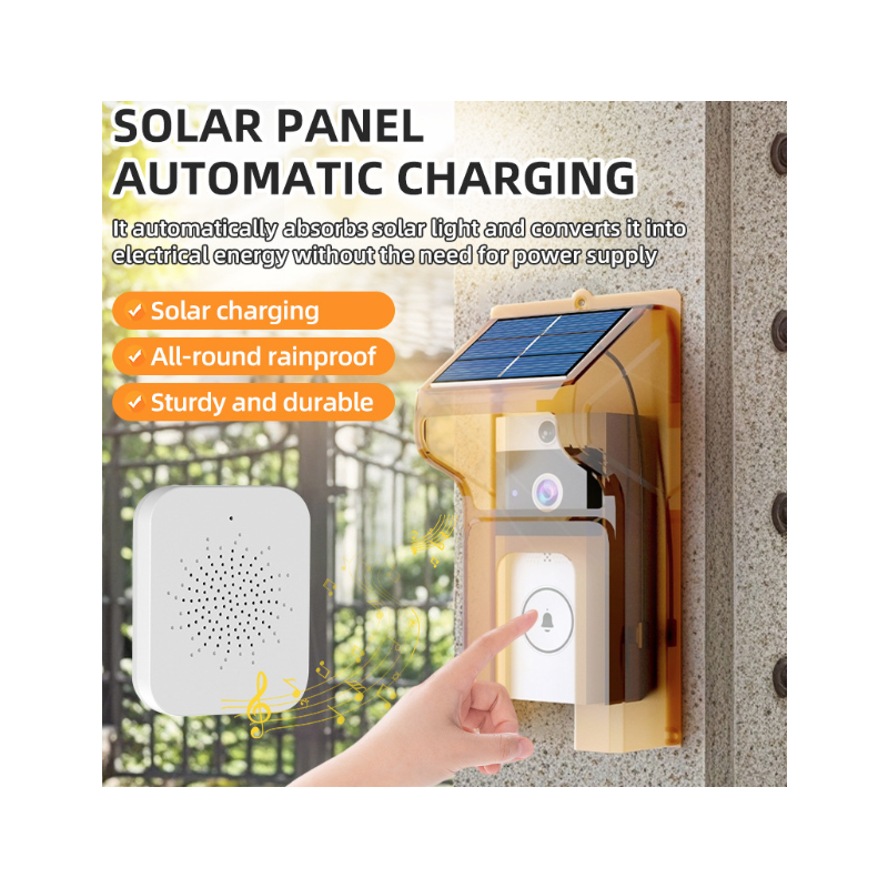 U9 Funk-Video-Türklingel mit Solarenergie WLAN | HD Video Gegensprechanlage & Überwachungskamera für Smart Home Sicherheit