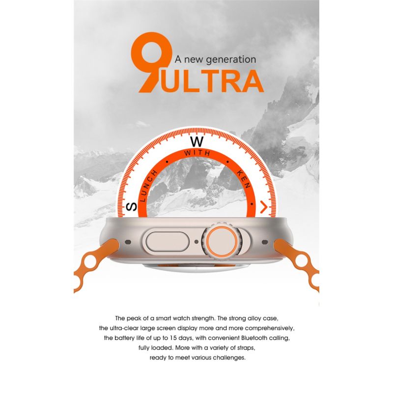49mm Smartwatch Ultra 9 mit Bluetooth Anruf, NFC & GPS | IP68 Wasserdichte Smart Watch mit Kompass