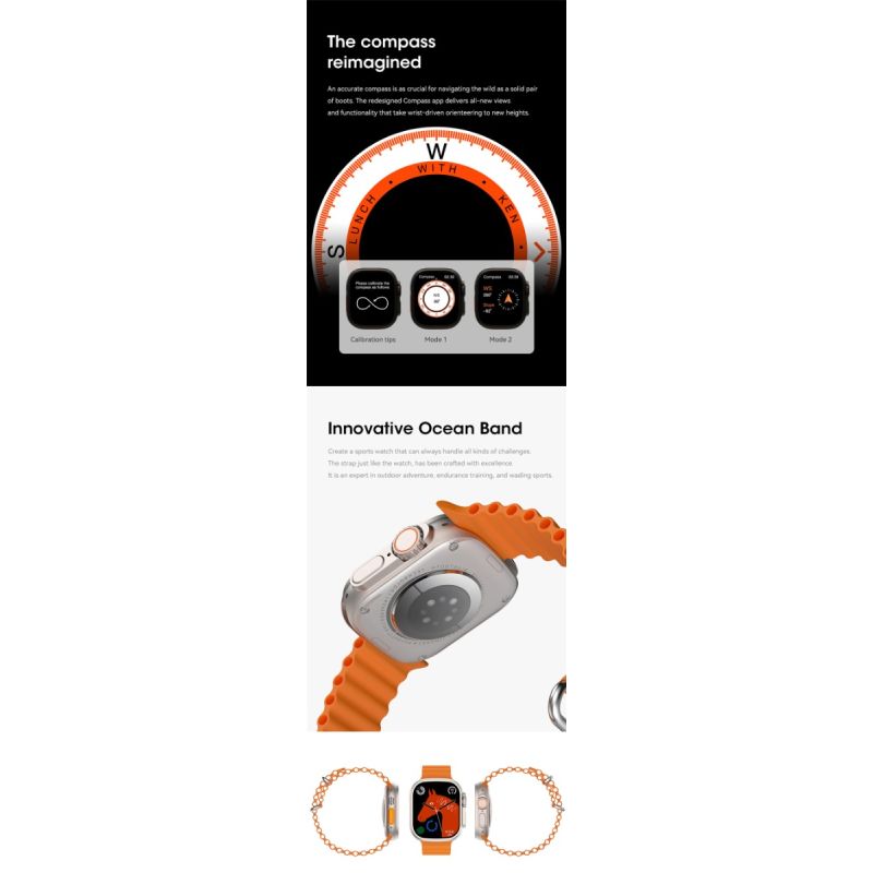 49mm Smartwatch Ultra 9 mit Bluetooth Anruf, NFC & GPS | IP68 Wasserdichte Smart Watch mit Kompass