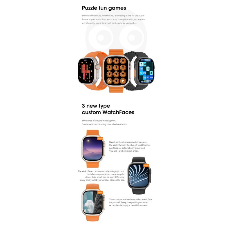 49mm Smartwatch Ultra 9 mit Bluetooth Anruf, NFC & GPS | IP68 Wasserdichte Smart Watch mit Kompass