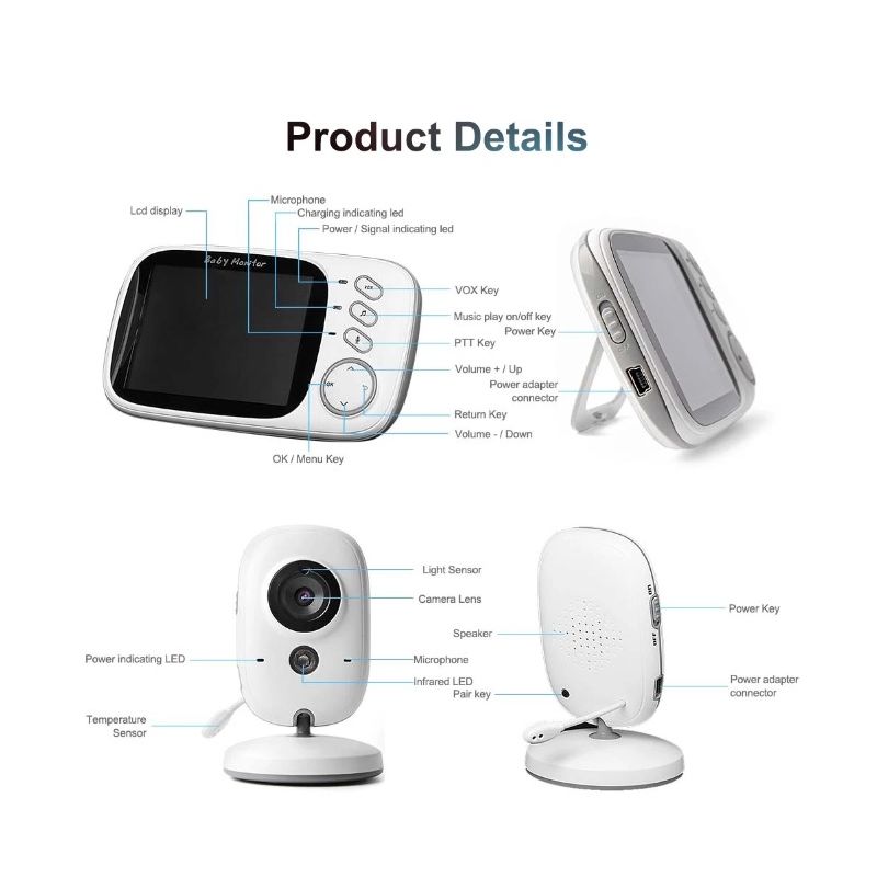 VB603 Video Baby Monitor 2.4G Übertragung Zwei-Wege-Audio Infrarot-Nachtsicht für Säuglingssicherheit