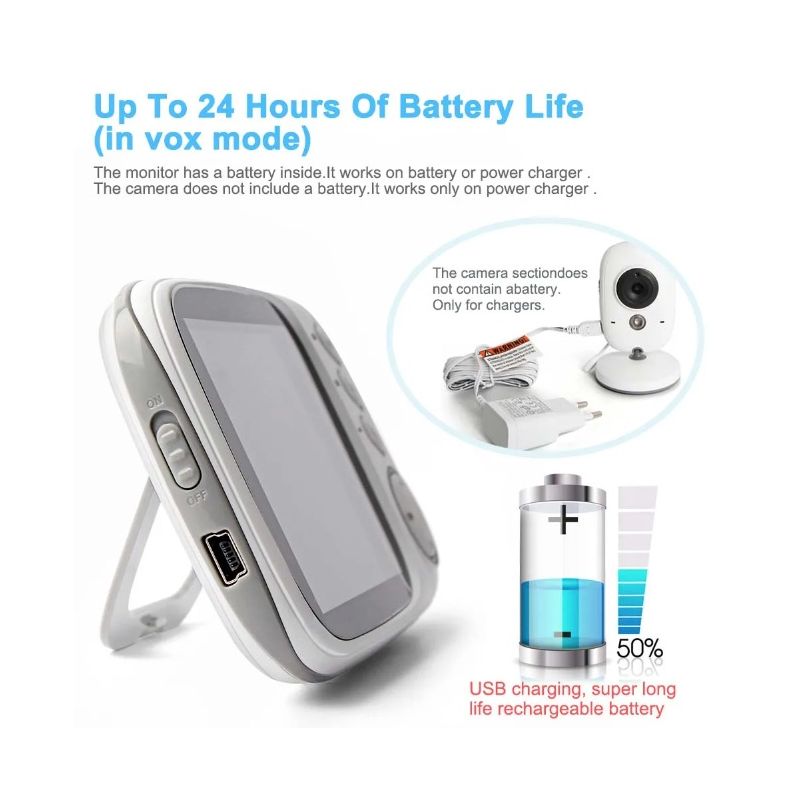 VB603 Video Baby Monitor 2.4G Übertragung Zwei-Wege-Audio Infrarot-Nachtsicht für Säuglingssicherheit