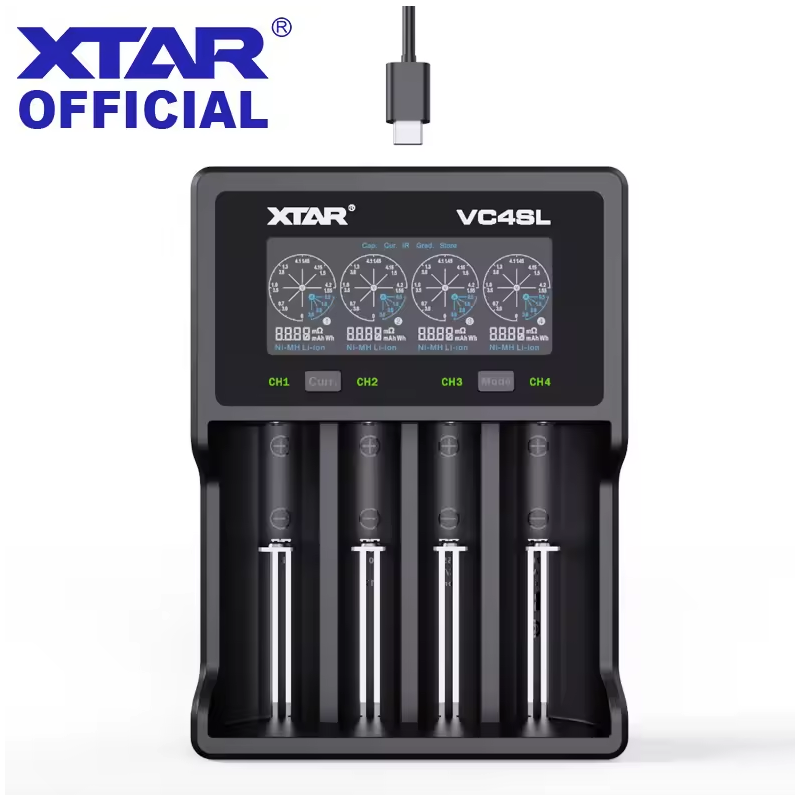 XTAR VC4SL 18650 21700 USB C Ladegerät mit QC3.0 Schnellladung und vielseitiger Batteriekompatibilität