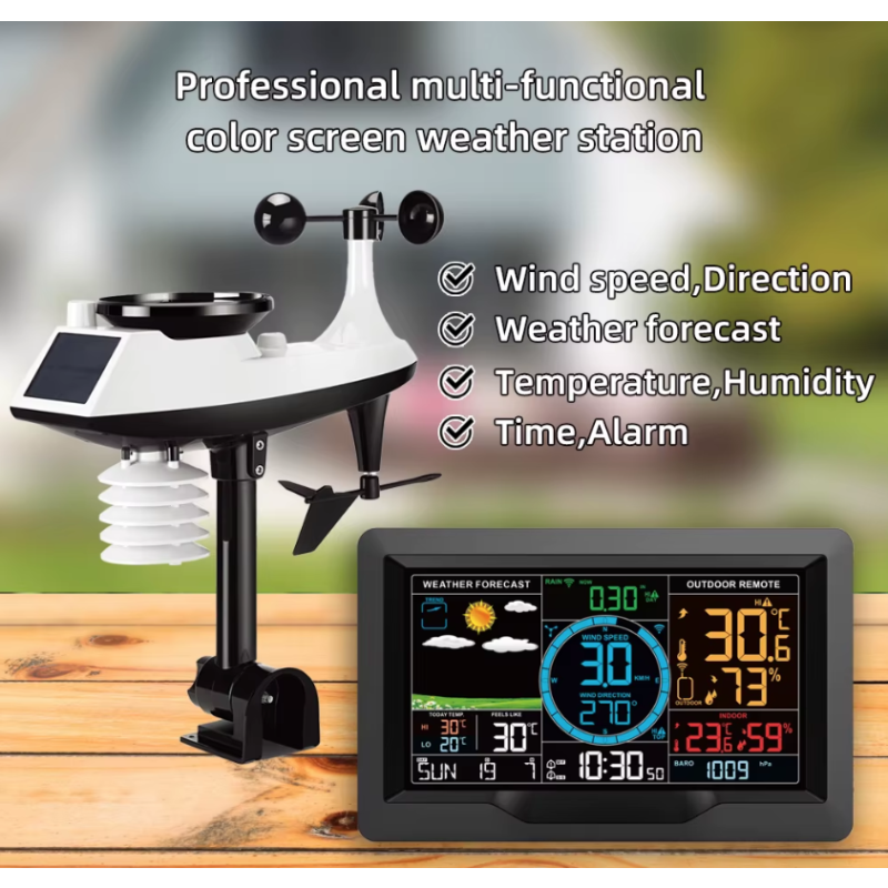 Entdecken Sie die Wetterstation 7,5 Zoll Farbdisplay Solar Sensor für präzise Temperatur Luftfeuchtigkeit Echtzeit-Updates