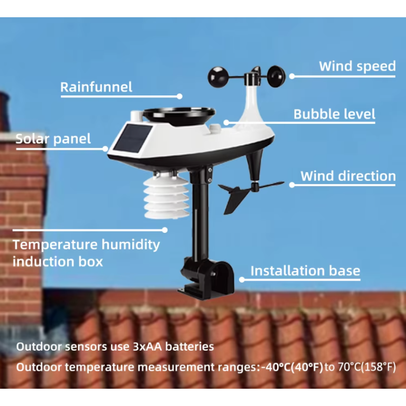 Entdecken Sie die Wetterstation 7,5 Zoll Farbdisplay Solar Sensor für präzise Temperatur Luftfeuchtigkeit Echtzeit-Updates