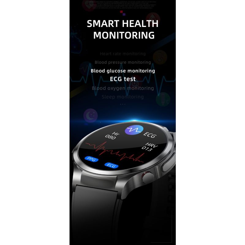 W11 Smartwatch Gesundheit | EKG, Blutzucker, Herzfrequenz, Körpertemperatur | Fitness Tracker für Android iOS
