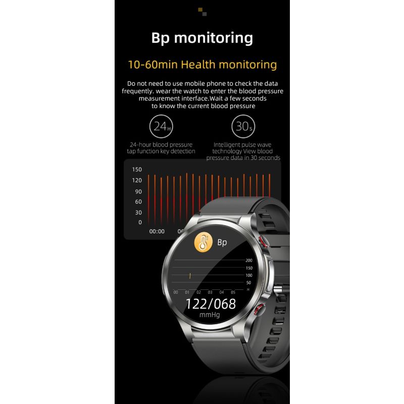 W11 Smartwatch Gesundheit | EKG, Blutzucker, Herzfrequenz, Körpertemperatur | Fitness Tracker für Android iOS