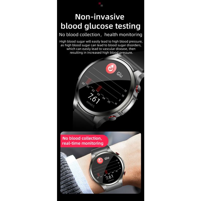 W11 Smartwatch Gesundheit | EKG, Blutzucker, Herzfrequenz, Körpertemperatur | Fitness Tracker für Android iOS