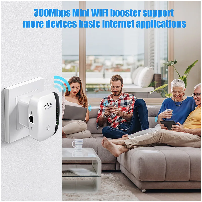 WLAN Repeater 300 Mbit/s Signalverstärker für HD Streaming, Smart TV, Schlafzimmer – Einfach, stabil, schnelles WLAN