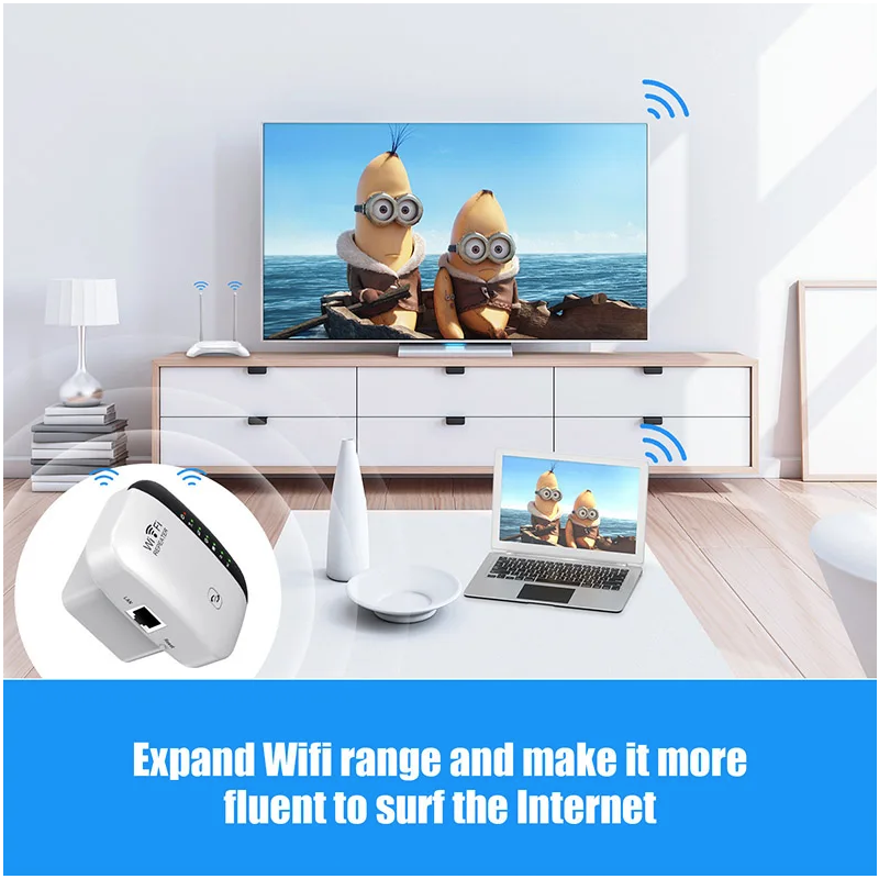 WLAN Repeater 300 Mbit/s Signalverstärker für HD Streaming, Smart TV, Schlafzimmer – Einfach, stabil, schnelles WLAN