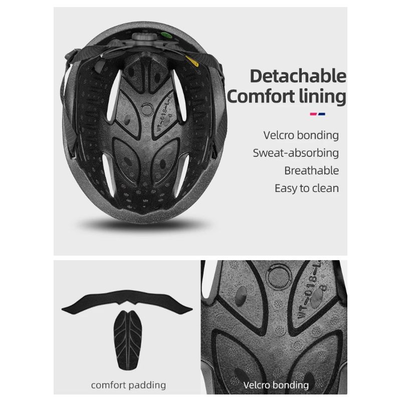 ROCKBROS Fahrradhelm mit LED-Licht ultraleichtes Design Mountainbike-Helm für Radfahrsicherheit und Sichtbarkeit