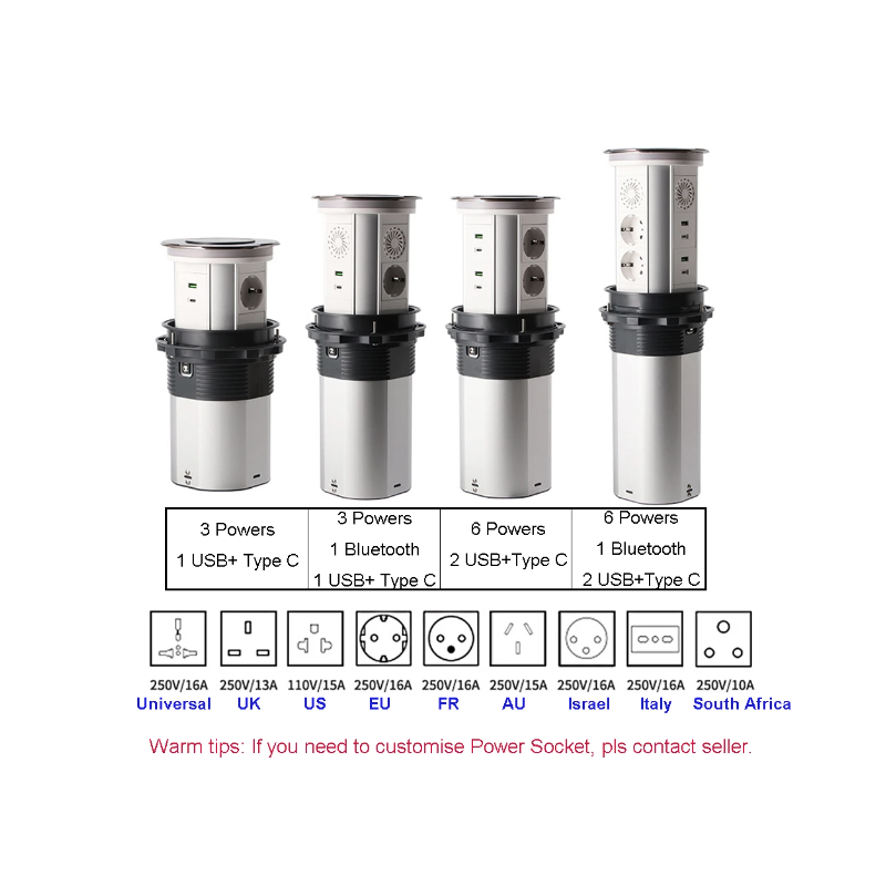 VENSTPOW Elektrische Hebesteckdosen mit kabellosem USB-Laden Elegante Tischsteckdose EU-Standard Steckdose