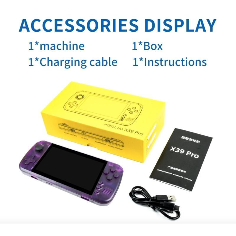 Entdecken Sie POWKIDDY X39pro tragbare Videospielkonsole 4,3 Zoll IPS großer Bildschirm Retro-Spiele PS1-Unterstützung