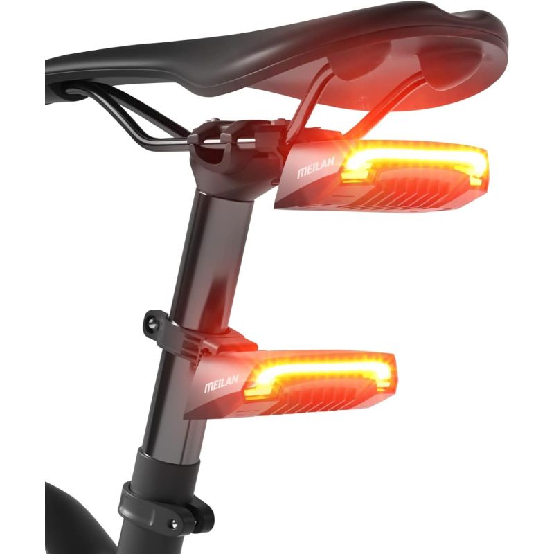 Meilan X5 Intelligentes Fahrrad Rücklicht mit automatischem Bremslicht, Blinker & Fernbedienung. USB aufladbar.