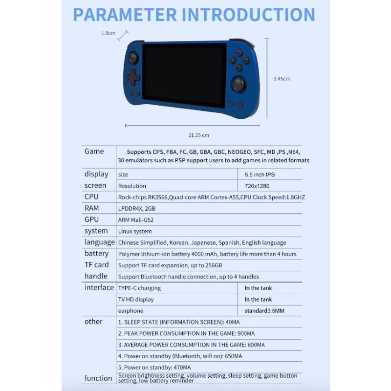 Entdecken Sie die POWKIDDY X55 Retro-Gaming Handheld-Spielkonsole mit 5.5 Zoll Bildschirm und RK3566 Prozessor