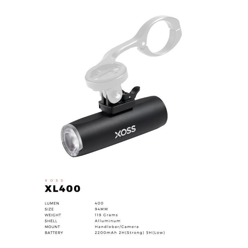 XOSS XL-400 Fahrradlicht Scheinwerfer 400 Lumen wasserdicht USB wiederaufladbar Rennradlampe für MTB Abenteuer