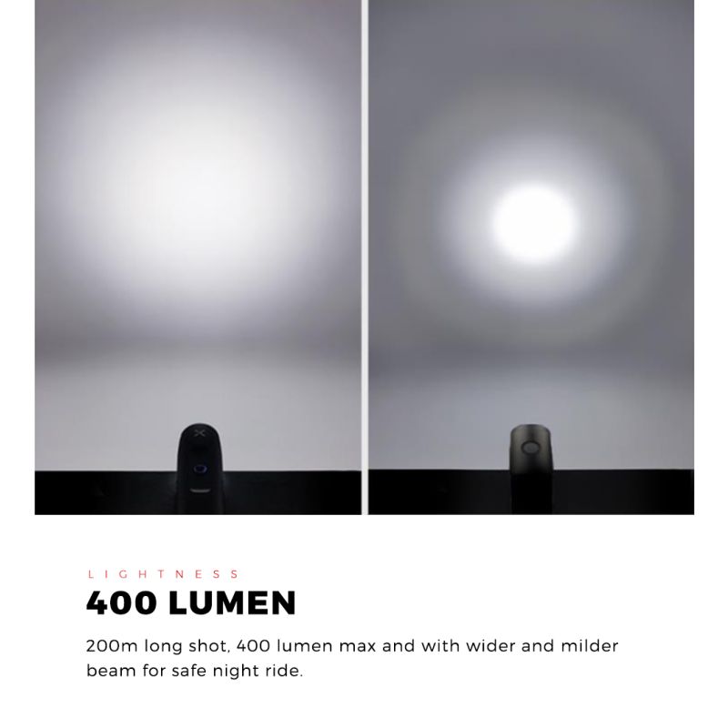 XOSS XL-400 Fahrradlicht Scheinwerfer 400 Lumen wasserdicht USB wiederaufladbar Rennradlampe für MTB Abenteuer