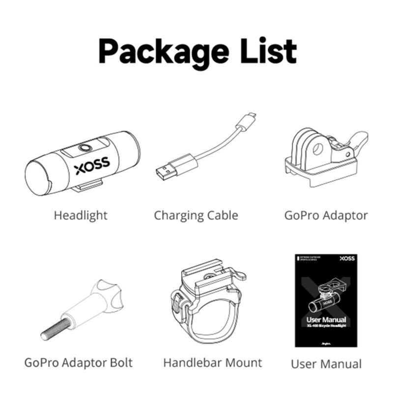 XOSS Fahrradlicht XL-800 MTB Frontlampe LED Licht 800Lm wasserdicht USB wiederaufladbar mit 5 Beleuchtungsmodi